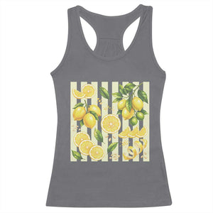 Striped Summer Lemon Racerback Tank Top Citrus Fruit Lover Gift
