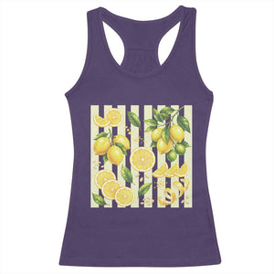 Striped Summer Lemon Racerback Tank Top Citrus Fruit Lover Gift