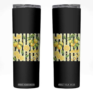 Striped Summer Lemon Skinny Tumbler Citrus Fruit Lover Gift