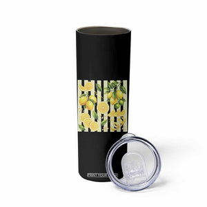 Striped Summer Lemon Skinny Tumbler Citrus Fruit Lover Gift
