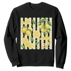Striped Summer Lemon Sweatshirt Citrus Fruit Lover Gift