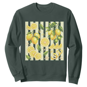 Striped Summer Lemon Sweatshirt Citrus Fruit Lover Gift