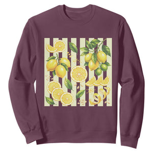 Striped Summer Lemon Sweatshirt Citrus Fruit Lover Gift