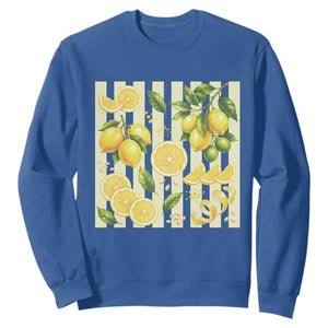 Striped Summer Lemon Sweatshirt Citrus Fruit Lover Gift