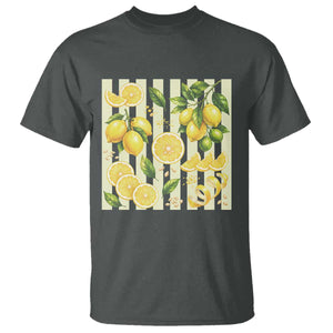 Striped Summer Lemon T Shirt Citrus Fruit Lover Gift