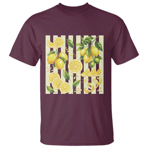 Striped Summer Lemon T Shirt Citrus Fruit Lover Gift