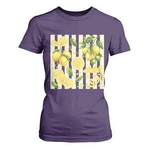 Striped Summer Lemon T Shirt For Women Citrus Fruit Lover Gift