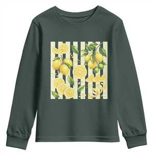 Striped Summer Lemon Youth Sweatshirt Citrus Fruit Lover Gift