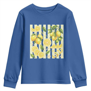 Striped Summer Lemon Youth Sweatshirt Citrus Fruit Lover Gift