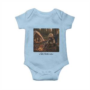 Funny Camping Raccoon Baby Onesie I Live Here Now Outdoor Lover