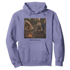 Funny Camping Raccoon Hoodie I Live Here Now Outdoor Lover