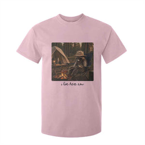 Funny Camping Raccoon T Shirt For Kid I Live Here Now Outdoor Lover