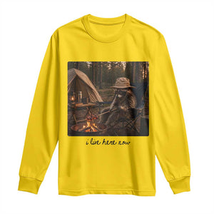 Funny Camping Raccoon Long Sleeve Shirt I Live Here Now Outdoor Lover
