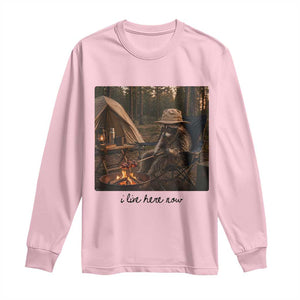 Funny Camping Raccoon Long Sleeve Shirt I Live Here Now Outdoor Lover