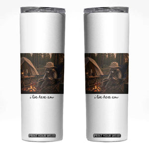 Funny Camping Raccoon Skinny Tumbler I Live Here Now Outdoor Lover