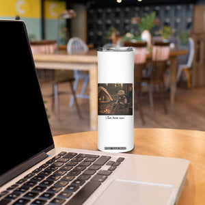 Funny Camping Raccoon Skinny Tumbler I Live Here Now Outdoor Lover