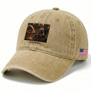 Funny Camping Raccoon Washed Cotton Baseball Cap I Live Here Now Outdoor Lover