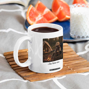 Funny Camping Raccoon Coffee Mug I Live Here Now Outdoor Lover