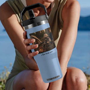 Funny Camping Raccoon Flip Straw Tumbler I Live Here Now Outdoor Lover