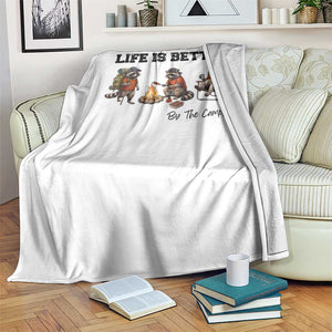 Funny Camping Raccoon Throw Blanket Life Is Better By The Campfire