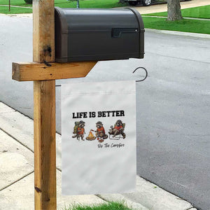 Funny Camping Raccoon Garden Flag Life Is Better By The Campfire