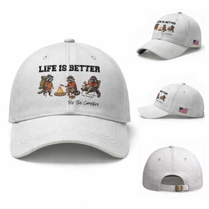 Funny Camping Raccoon Baseball Cap Life Is Better By The Campfire