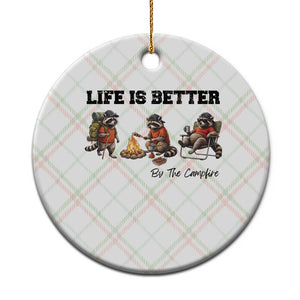 Funny Camping Raccoon Ceramic Ornament Life Is Better By The Campfire
