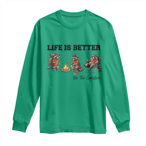 Funny Camping Raccoon Long Sleeve Shirt Life Is Better By The Campfire