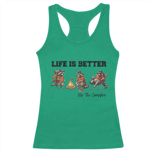 Funny Camping Raccoon Racerback Tank Top Life Is Better By The Campfire