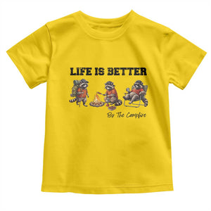 Funny Camping Raccoon Toddler T Shirt Life Is Better By The Campfire