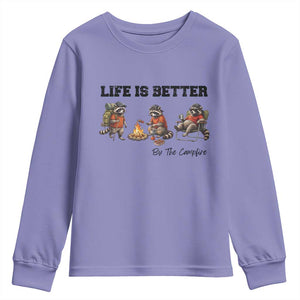Funny Camping Raccoon Youth Sweatshirt Life Is Better By The Campfire