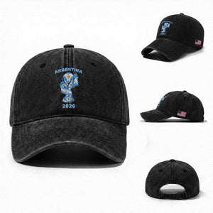 Proud Argentina Soccer 2026 Washed Cotton Baseball Cap World Football Fan Gift