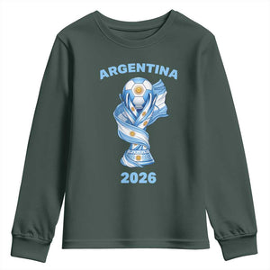 Proud Argentina Soccer 2026 Youth Sweatshirt World Football Fan Gift TS12 Dark Forest Green Print Your Wear