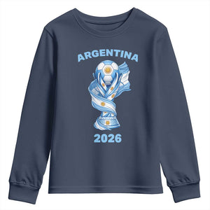 Proud Argentina Soccer 2026 Youth Sweatshirt World Football Fan Gift TS12 Navy Print Your Wear