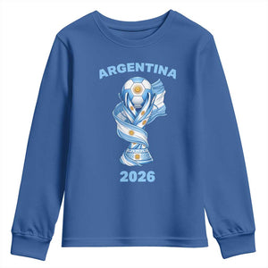 Proud Argentina Soccer 2026 Youth Sweatshirt World Football Fan Gift TS12 Royal Blue Print Your Wear