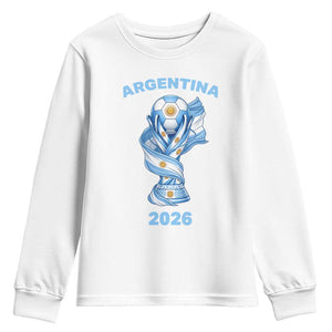 Proud Argentina Soccer 2026 Youth Sweatshirt World Football Fan Gift TS12 White Print Your Wear