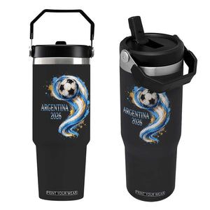 Argentina 2026 Soccer Fan Flip Straw Tumbler Proud Football Flag Supporter