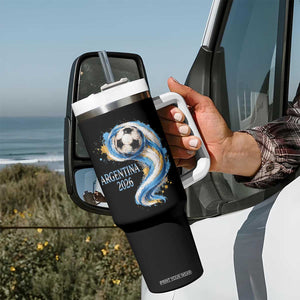 Argentina 2026 Soccer Fan Tumbler With Handle Proud Football Flag Supporter