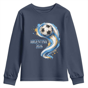 Argentina 2026 Soccer Fan Youth Sweatshirt Proud Football Flag Supporter