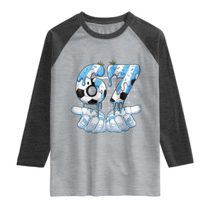 Funny Argentina Six Seven Football Meme Raglan Shirt Gen Alpha Soccer Fan