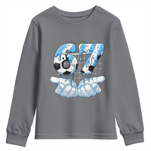 Funny Argentina Six Seven Football Meme Youth Sweatshirt Gen Alpha Soccer Fan