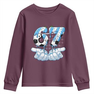 Funny Argentina Six Seven Football Meme Youth Sweatshirt Gen Alpha Soccer Fan