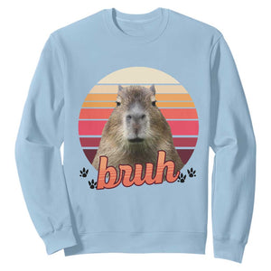Capybara Lover Sweatshirt Funny Bruh Meme Animal Humor Gift TS12 Light Blue Print Your Wear