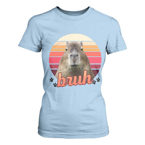 Capybara Lover T Shirt For Women Funny Bruh Meme Animal Humor Gift TS12 Light Blue Print Your Wear