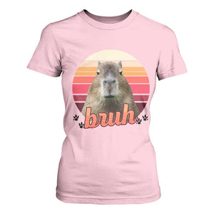 Capybara Lover T Shirt For Women Funny Bruh Meme Animal Humor Gift TS12 Light Pink Print Your Wear