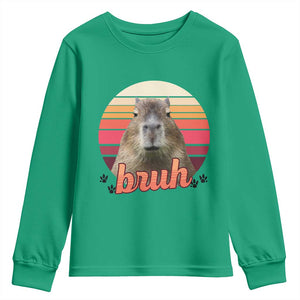 Capybara Lover Youth Sweatshirt Funny Bruh Meme Animal Humor Gift TS12 Irish Green Print Your Wear