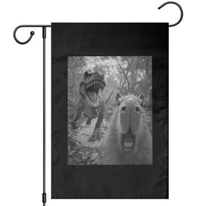Funny Capybara Selfie With Dinosaur Meme Garden Flag Animal Humor Gift TS12 Black Print Your Wear