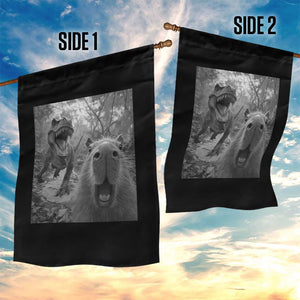 Funny Capybara Selfie With Dinosaur Meme Garden Flag Animal Humor Gift TS12 Print Your Wear