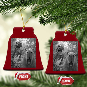 Funny Capybara Selfie With Dinosaur Meme Ceramic Ornament Animal Humor Gift TS12 Print Your Wear