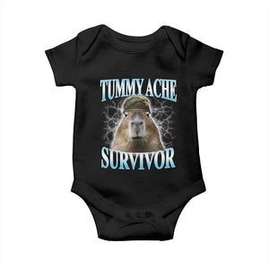 Tummy Ache Survivor Baby Onesie Funny Capybara Meme For Animal Lover TS12 Black Print Your Wear
